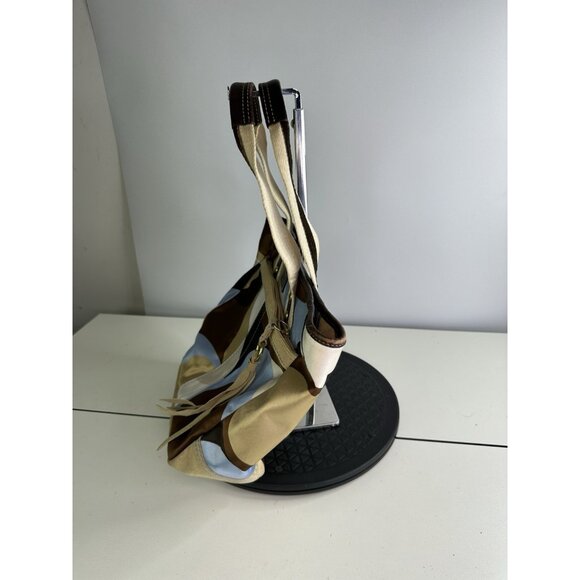 Coach Y2K Hamptons Weekend Scarf Print Tote Brass, Multicolor Brown/Blue - Picture 4 of 10